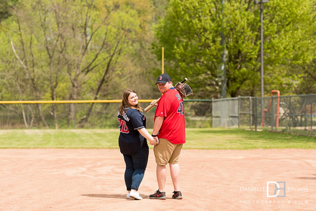 baseball themed engagement photos