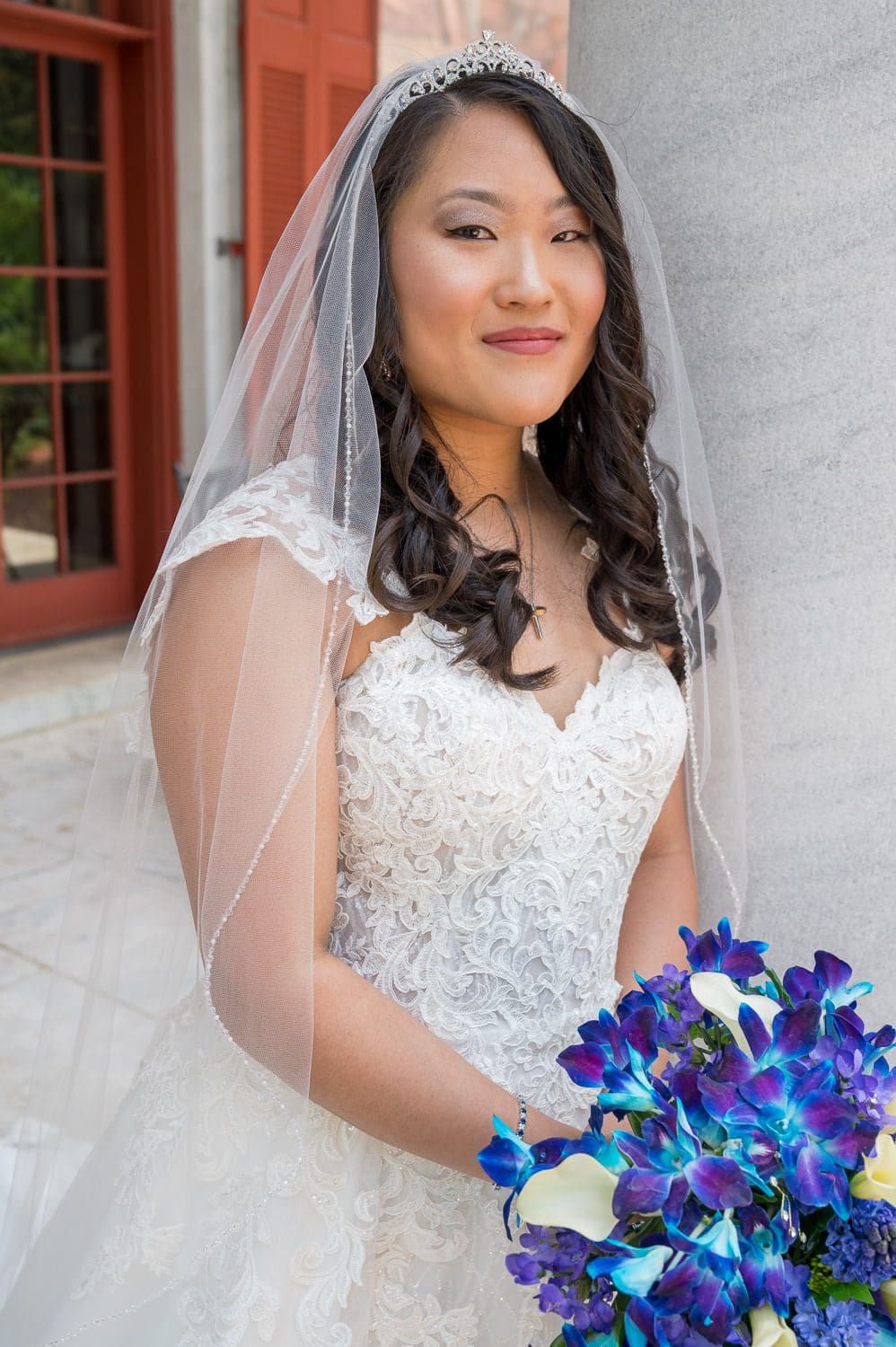 Tate, GA | Tate House - Asian Bride - blue & purple Orchid bridal bouquet