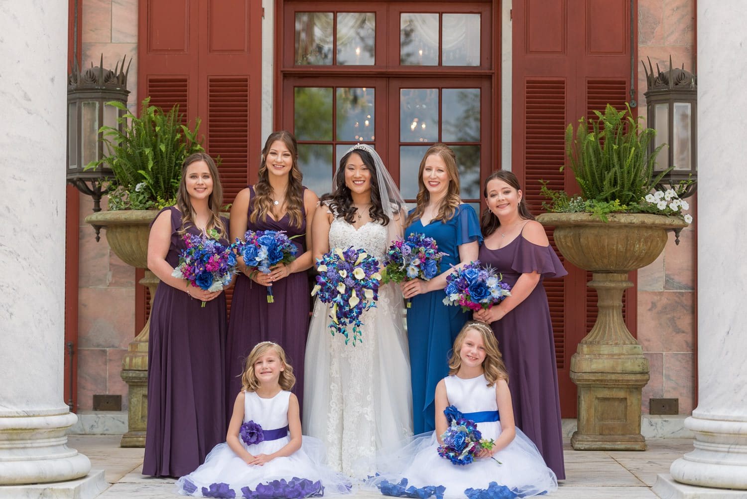 Atlanta Wedding Photographer FAQ - bride with matron of honor, bridesmaids and flower girls